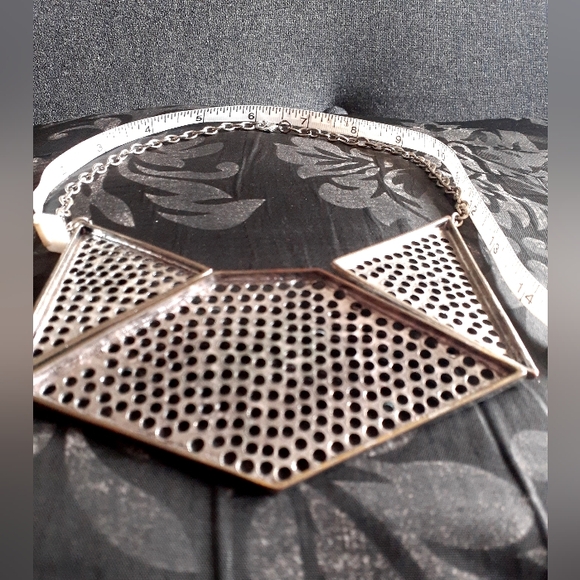 2/$20! Statement necklace, geometric perforated steel, articulated - Picture 3 of 4